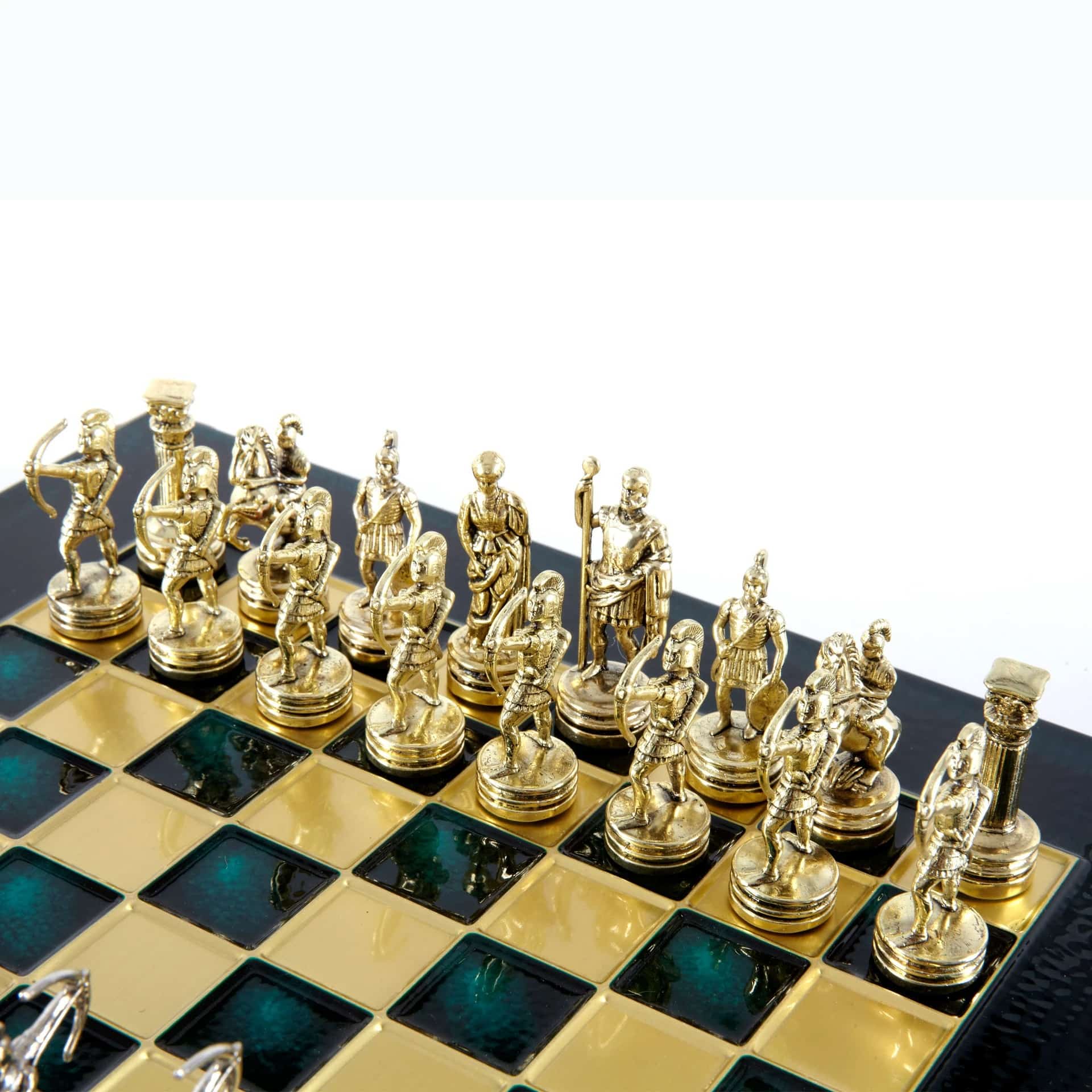 Petit Ensemble de Jeu d'Échecs en Métal Argenté et Or Archers - Coffret en Bois Stratifié avec Échiquier en Métal – Image 5