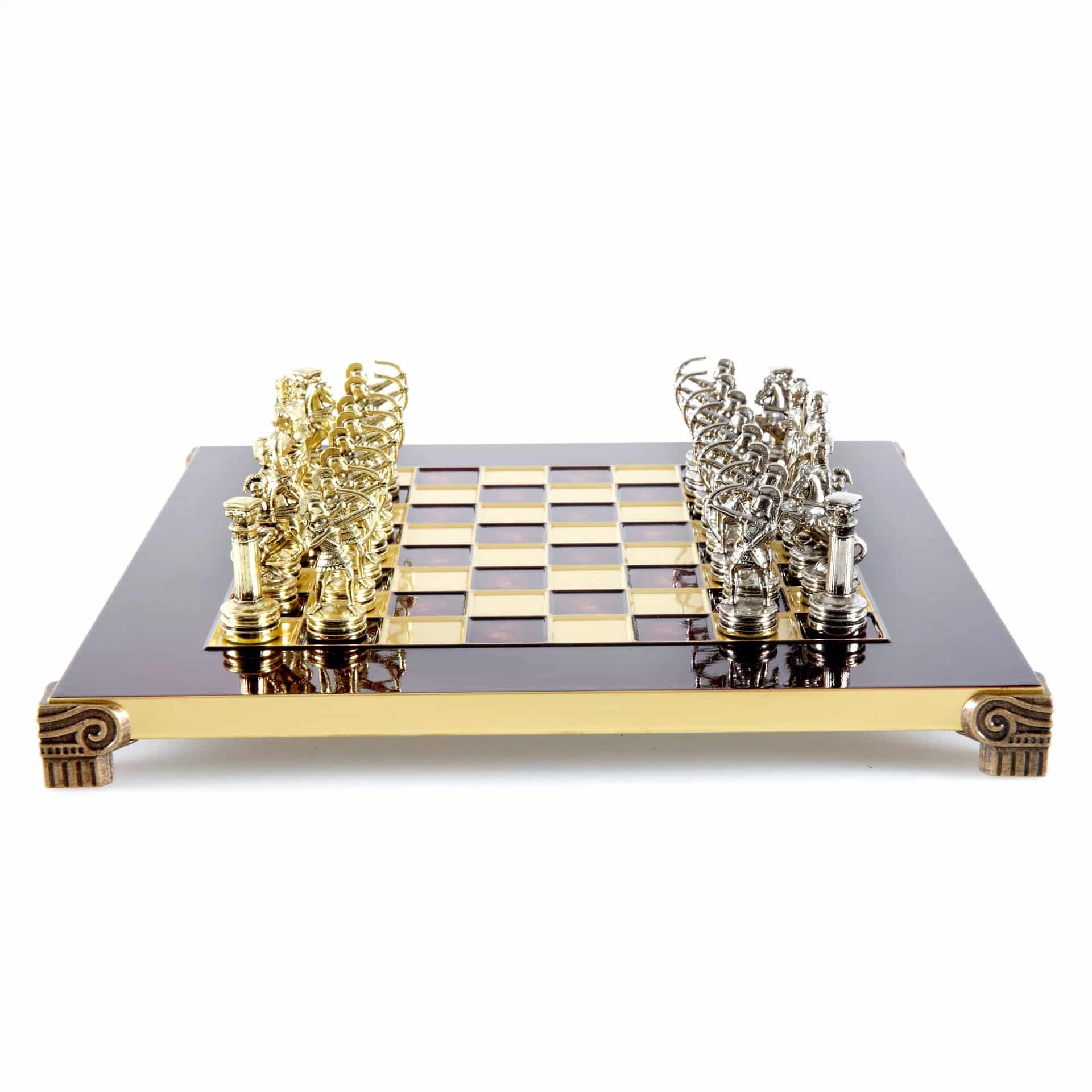 Petit Ensemble de Jeu d'Échecs en Métal Argenté et Or Archers - Coffret en Bois Stratifié avec Échiquier en Métal – Image 13