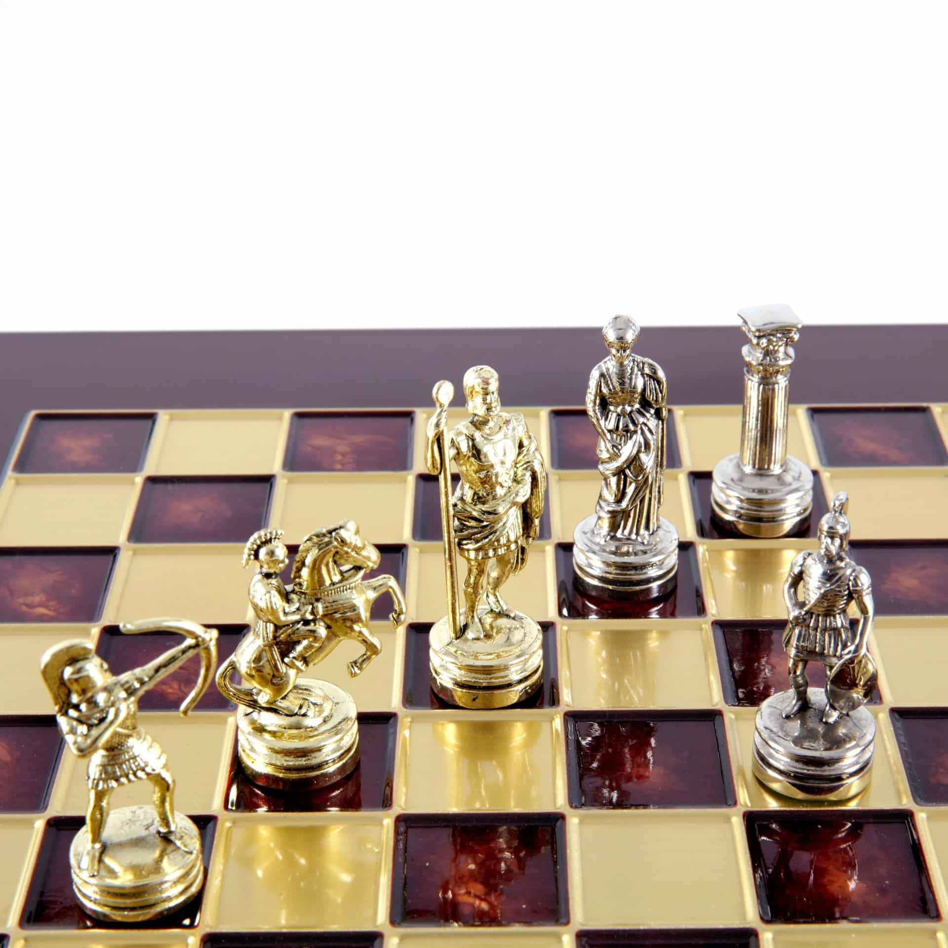 Petit Ensemble de Jeu d'Échecs en Métal Argenté et Or Archers - Coffret en Bois Stratifié avec Échiquier en Métal – Image 15
