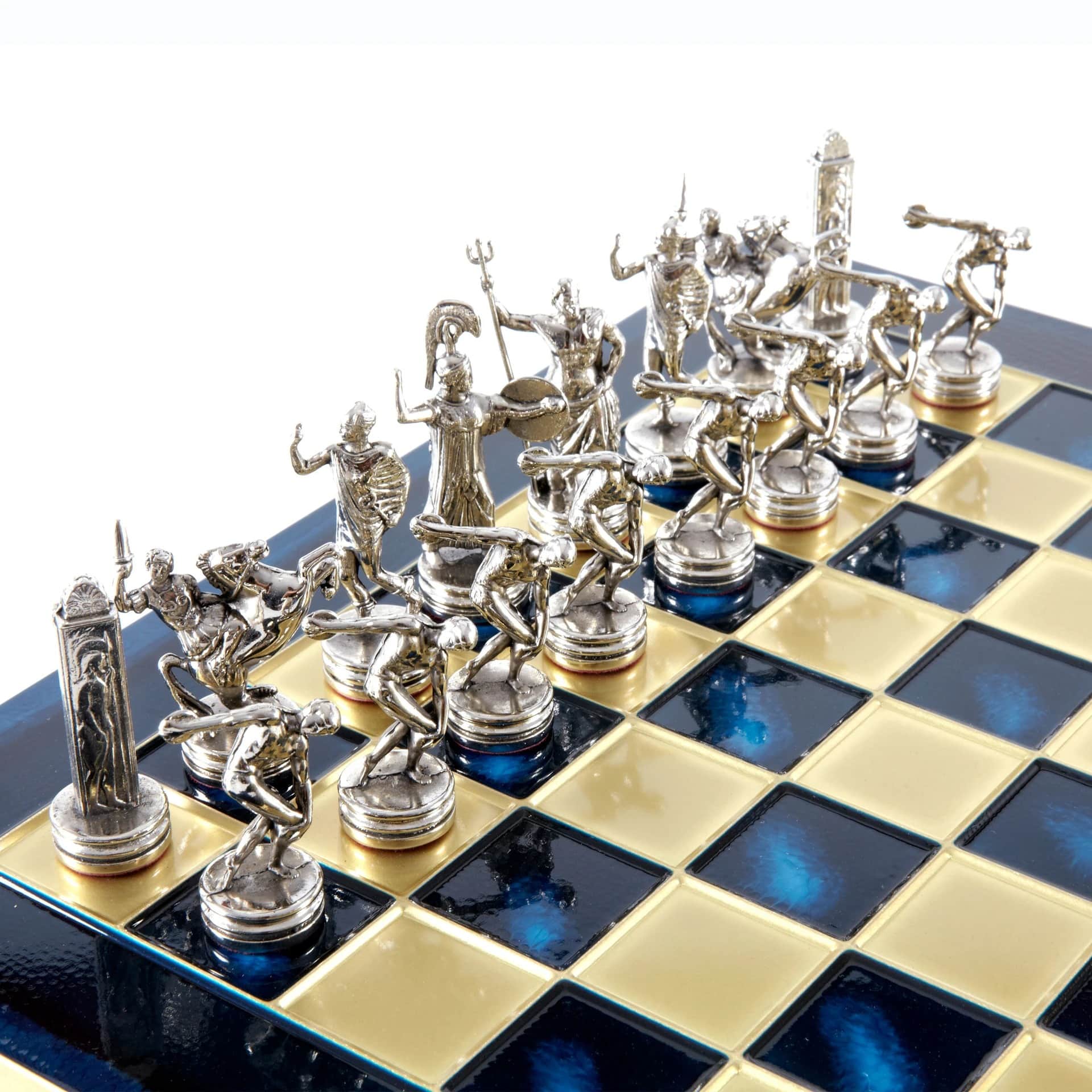 Ensemble de Jeu d'Échecs en Metal Lanceurs de Disque Or & Argent - 36 x 36 cm – Image 3