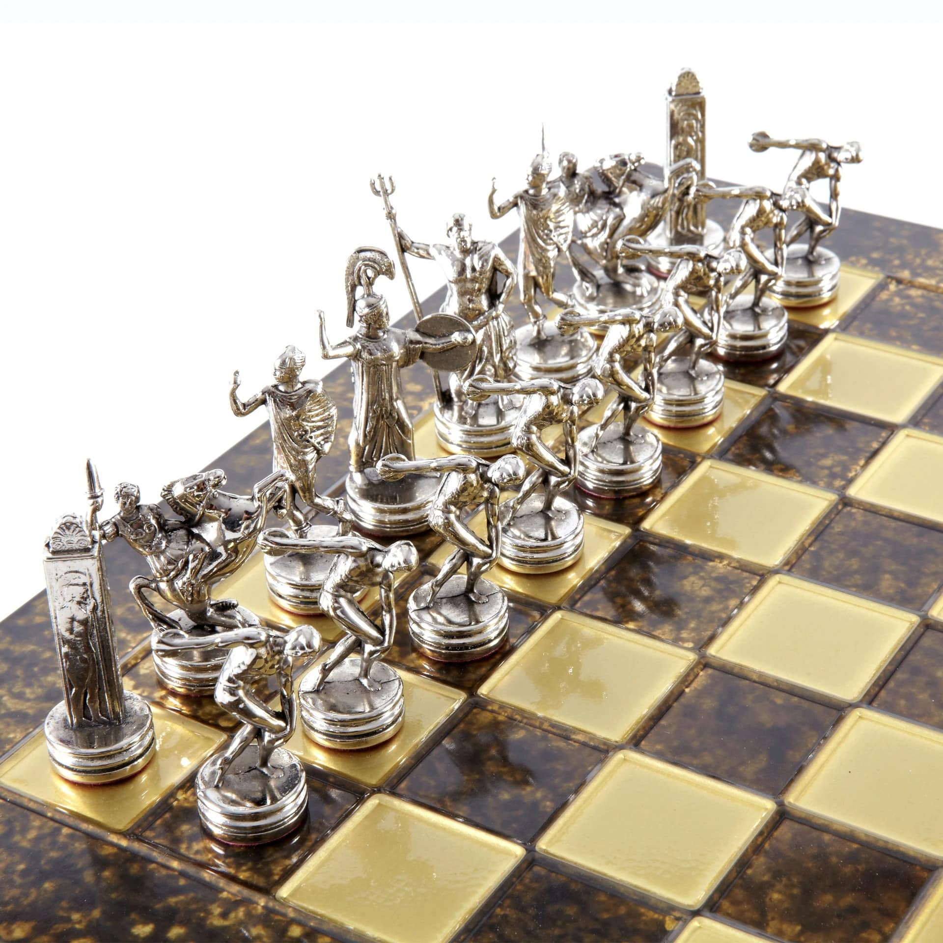 Ensemble de Jeu d'Échecs en Metal Lanceurs de Disque Or & Argent - 36 x 36 cm – Image 9