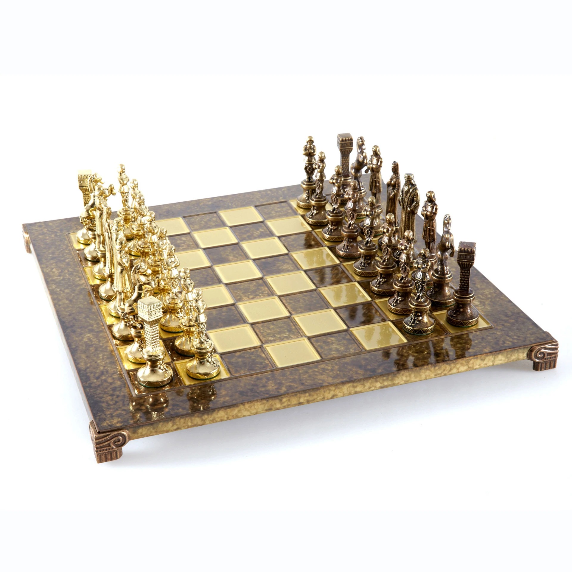 Jeu d'échecs Renaissance - Échiquier et Pièces d'Echecs en Metal Or et Bronze – Image 2