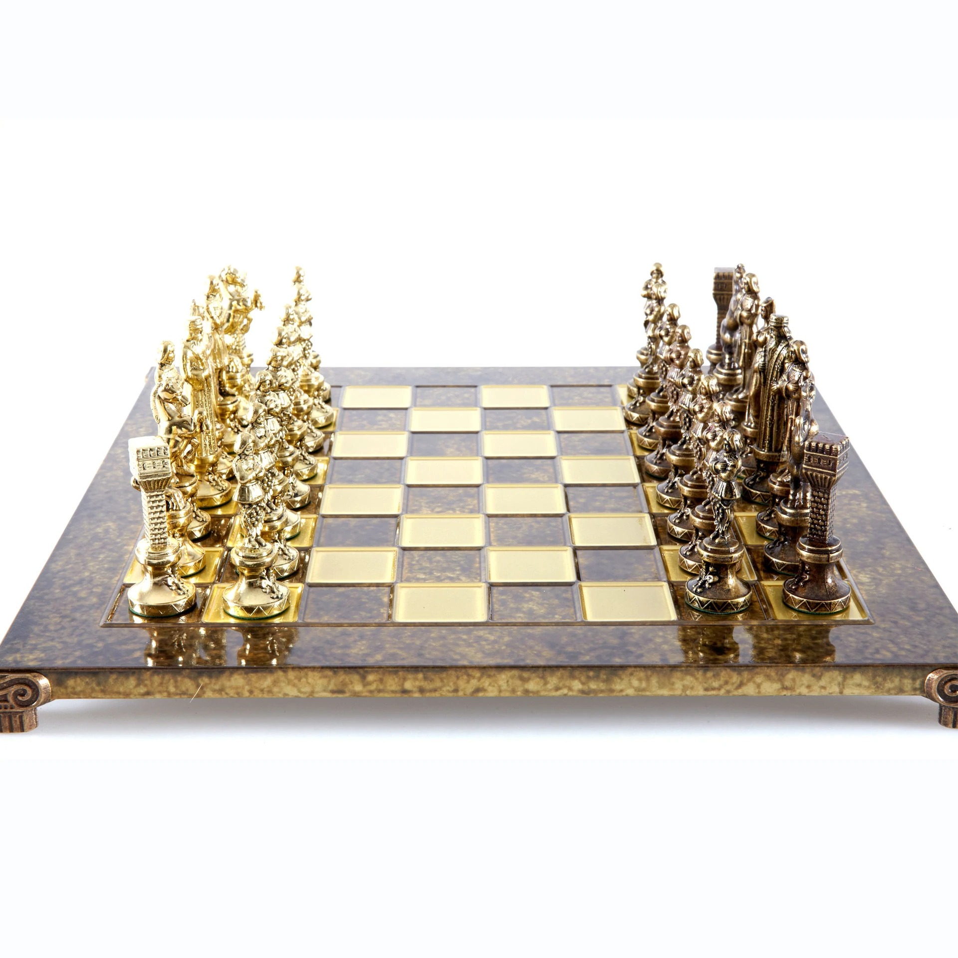Jeu d'échecs Renaissance - Échiquier et Pièces d'Echecs en Metal Or et Bronze – Image 3