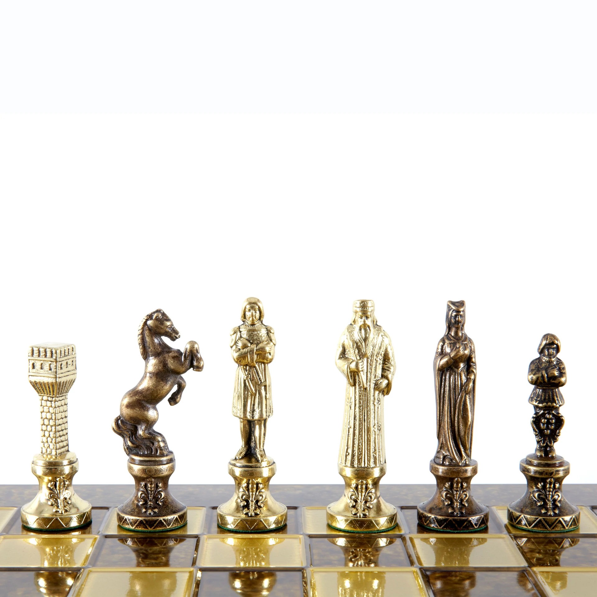 Jeu d'échecs Renaissance - Échiquier et Pièces d'Echecs en Metal Or et Bronze – Image 6