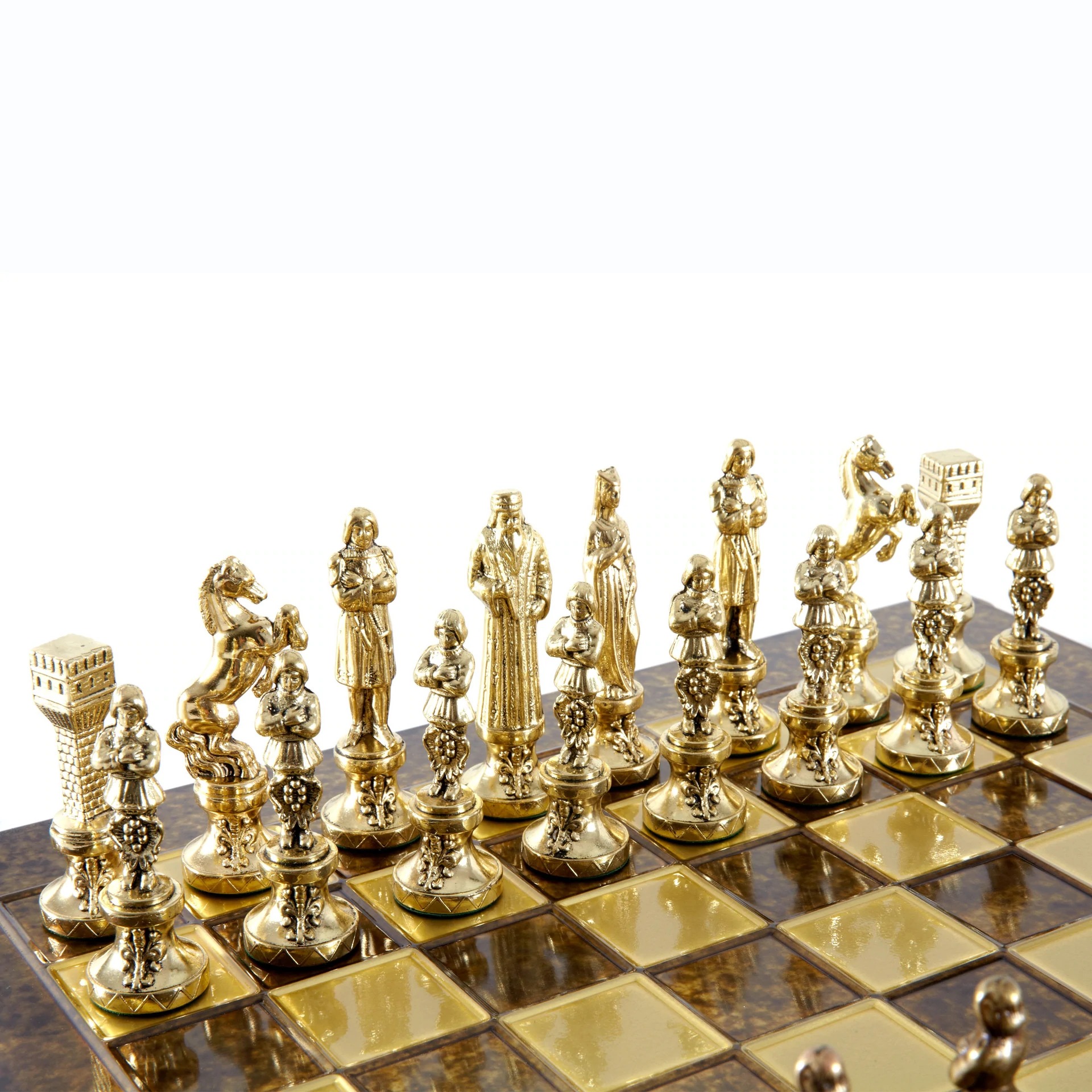 Jeu d'échecs Renaissance - Échiquier et Pièces d'Echecs en Metal Or et Bronze – Image 5