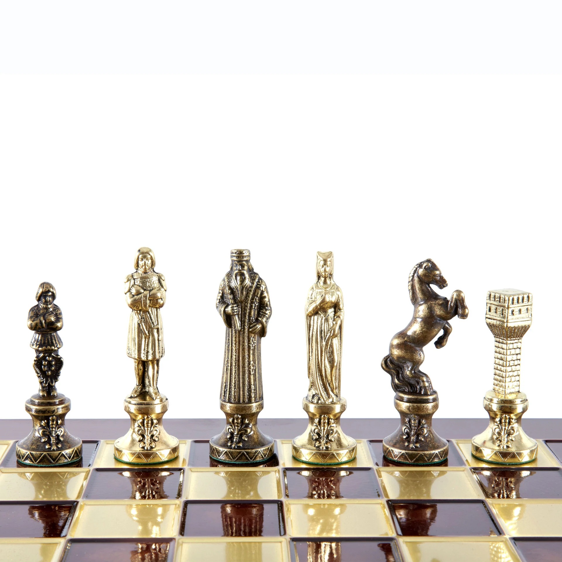 Jeu d'échecs Renaissance - Échiquier et Pièces d'Echecs en Metal Or et Bronze – Image 11
