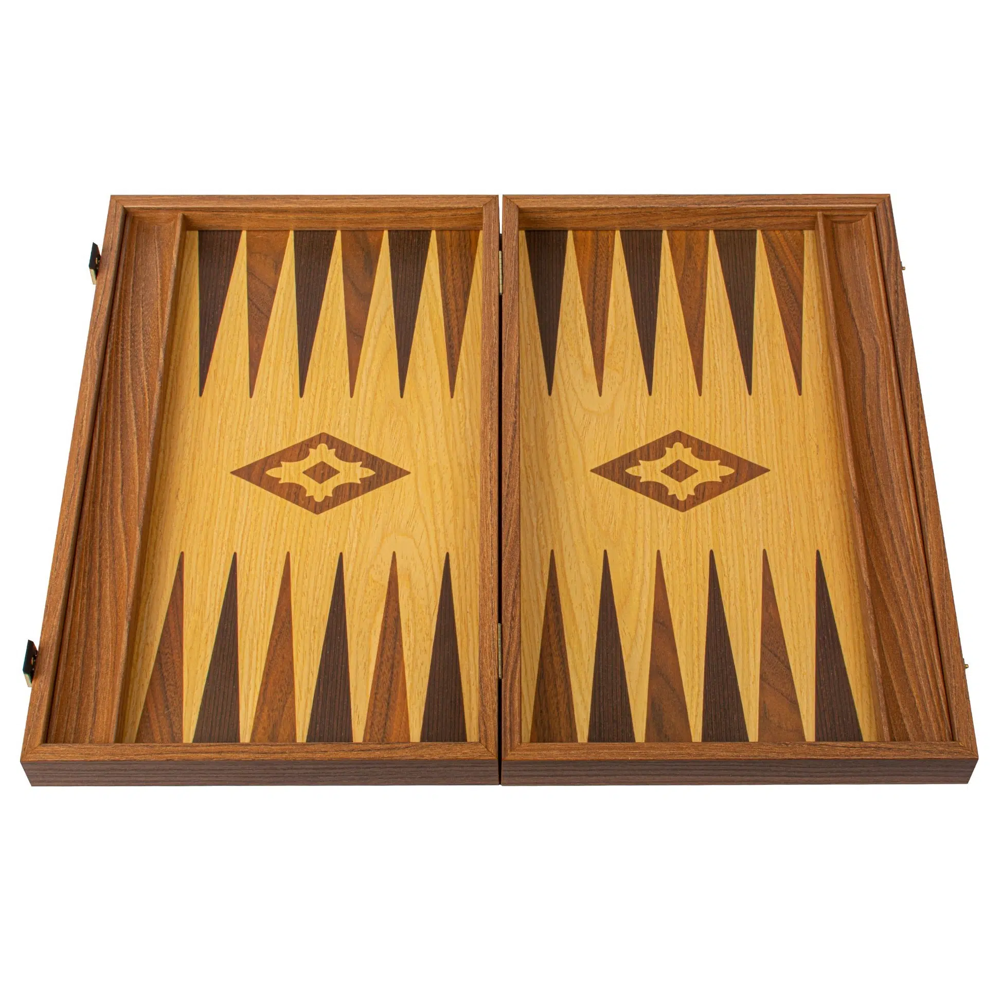 Backgammon Réplique Bois Chêne-Noyer avec Racks Latéraux