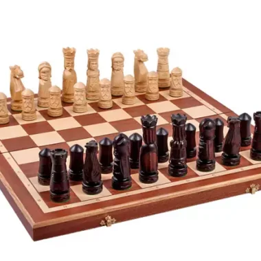 Jeu d’Echecs du Château II Grand Échiquier en Bois Pliable avec Rangement