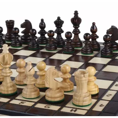 Coffret Jeu d'Echecs et de Dames en Bois de Cerisier – Jeu Traditionnel 2 en 1 avec Pièces Staunton