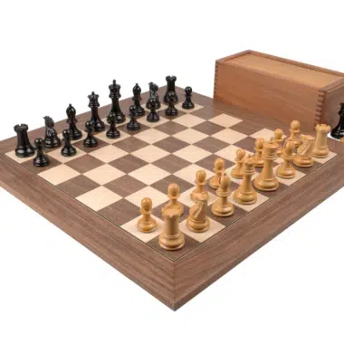 Jeu d'échecs Staunton 1890 complet avec coffret et échiquier noyer et érable