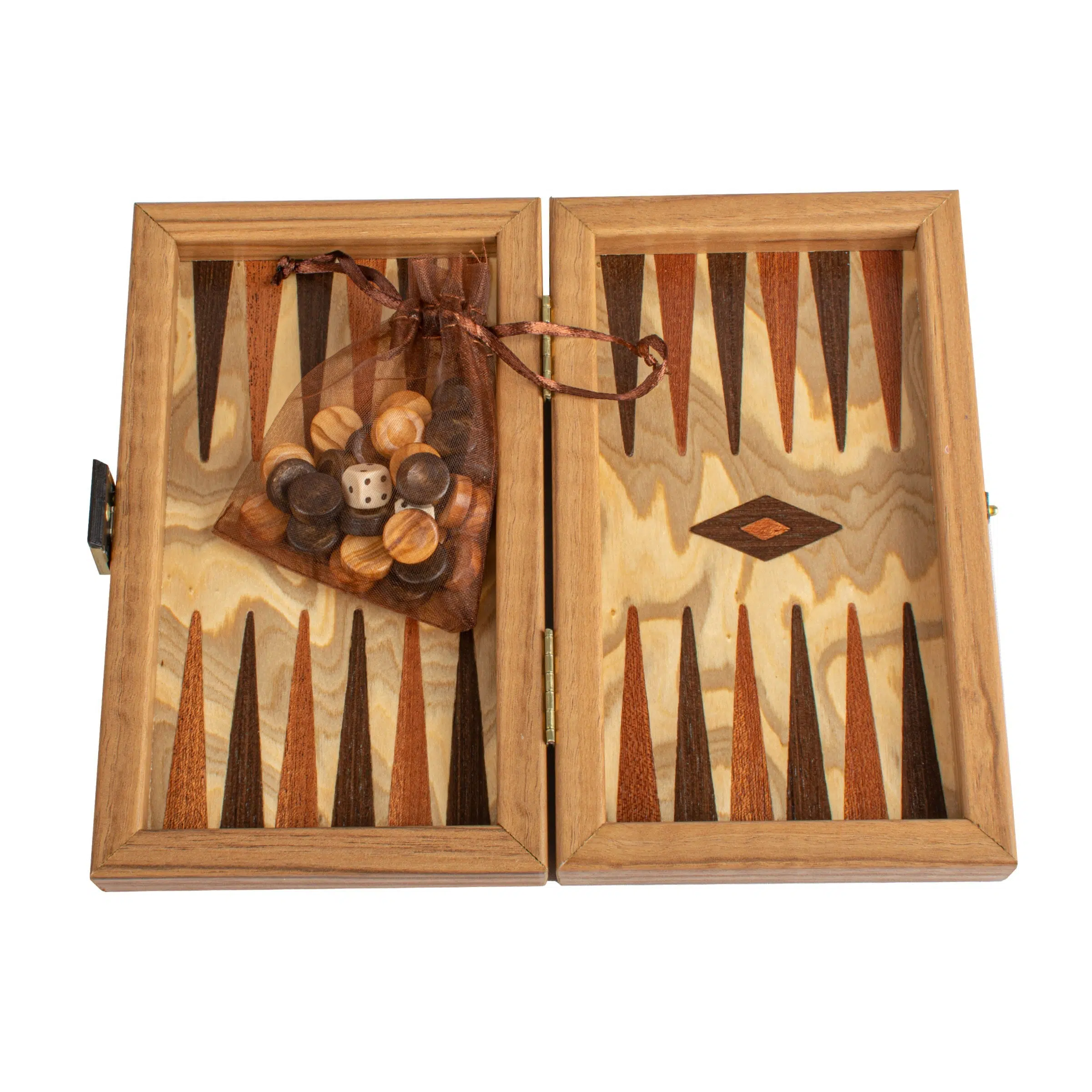 Petit Backgammon Liège Naturel Design Cubique - Pions Bois – Image 3