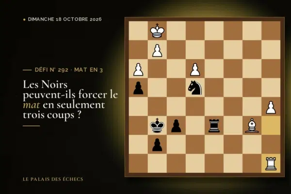 Position du défi d’échecs n° 292 : Les Noirs jouent et matent en 3